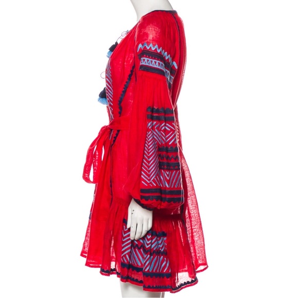 March 11 Namibia Red Linen Mini Dress Size L - Picture 11 of 17